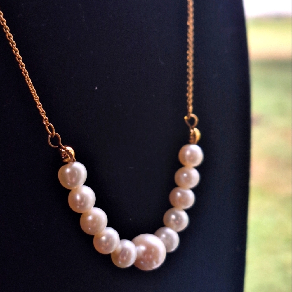 Vintage 1970s–1990s Freshwater Pearl Necklace – 14K GE WL IND